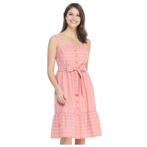 Gal Meets‎ Glam Collection Ariel Midi Striped Ruffle Dress Square Neck, Size 8